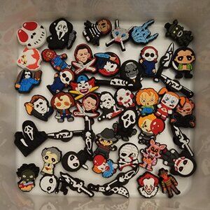 Lot of 47 Horror rubber shoe charms Croc style